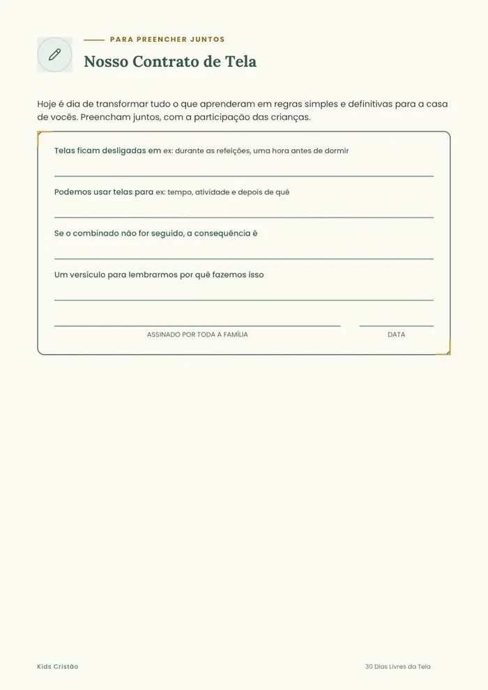 Contrato Familiar de Telas para preencher e assinar em família